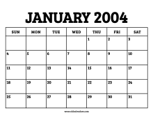 Calendar January 2004