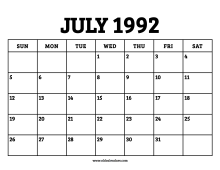Calendar July 1992