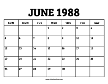 June 1988 Calendar – Printable Old Calendars