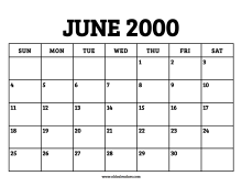 June 2000 Calendar – Printable Old Calendars