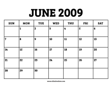 June 2009 Calendar – Printable Old Calendars