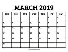 Calendar March 2019