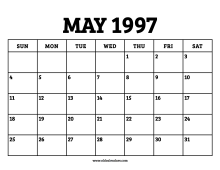 May 1997 Calendar – Printable Old Calendars