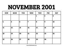 Calendar November 2001