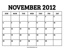 Calendar November 2012