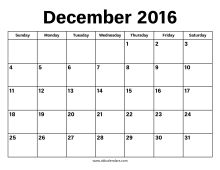 December 2016 Calendar