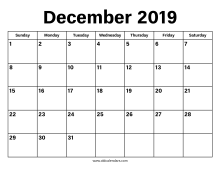 December 2019 Calendar