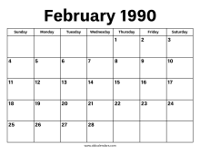 February 1990 Calendar