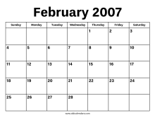 February 2007 Calendar