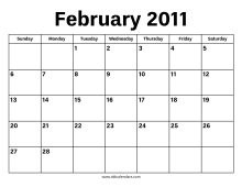 February 2011 Calendar