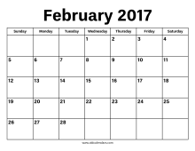 February 2017 Calendar