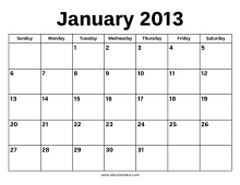 January 2013 Calendar