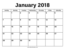 January 2018 Calendar