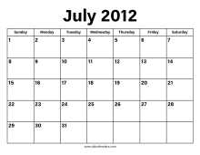 July 2012 Calendar