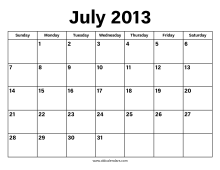 July 2013 Calendar
