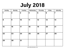 July 2018 Calendar
