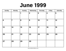 June 1999 Calendar