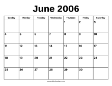 June 2006 Calendar