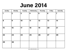 June 2014 Calendar