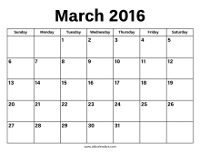 March 2016 Calendar