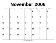 November 2006 Calendar