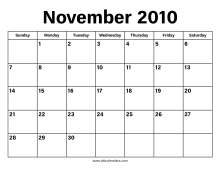 November 2010 Calendar