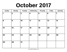 October 2017 Calendar